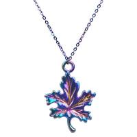 Zinklegering halskettingen, Zinc Alloy, Maple Leaf, kleurrijke vergulde, voor vrouw, multi-gekleurde, nikkel, lood en cadmium vrij, 16x23mm, Lengte Ca 50 cm, Verkocht door PC