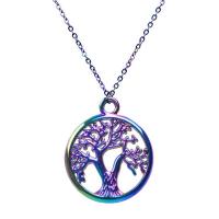 Cink Alloy nakit ogrlice, Tree of Life, šarene pozlaćen, za žene, multi-boji, nikal, olovo i kadmij besplatno, 16x19mm, Dužina Približno 50 cm, Prodano By PC