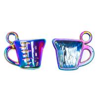 Zink-Aluminium-Anhänger, Zinklegierung, Tasse, bunte Farbe plattiert, unisex, farbenfroh, frei von Nickel, Blei & Kadmium, 13x13x4mm, verkauft von PC