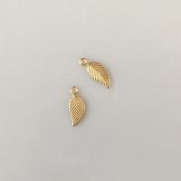 Guld-fyldt Pendel, Leaf, 14.000 guldfyldte, du kan DIY, gylden, nikkel, bly & cadmium fri, 5.20x12.20mm, Solgt af PC