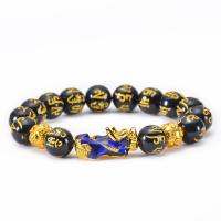 Obsidian Bracelet with Alloy Mythical Wild Animal handmade fashion jewelry & Unisex & change their color according to the temperature 30*13mm 12mm Length Approx 6.6-8.5 Inch Sold By PC