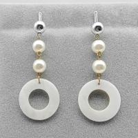 Roisín Earring, Pearl roisín, le Bán Shell, plátáilte, do bhean, beige éadrom, 30x72mm, Díolta De réir Péire