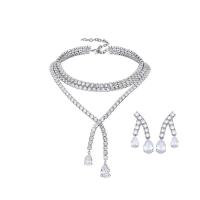 Cubic Zircon Micro Pave Mässing Halsband, örhänge & halsband, platinerade, olika stilar för val & micro bana cubic zirconia & för kvinna, nickel, bly och kadmium gratis, Säljs av PC