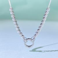 Brass Necklace platinum plated & for woman & with rhinestone nickel lead & cadmium free Sold By PC