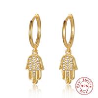 Huggie hoepel Drop Earrings, 925 sterling zilver, Hand, plated, micro pave zirconia & voor vrouw, meer kleuren voor de keuze, 9x23.80mm, Verkocht door pair