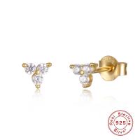 925 Sterling Silver Stud Earrings plated for woman & with rhinestone Sold By Pair