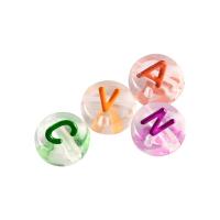 Alphabet Acrylic Beads Round DIY & enamel mixed colors Sold By Bag