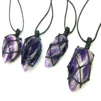 améthyste Pendentif, avec corde de cire, violet, 25-40mm, Vendu par PC