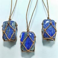 Pendentifs Lapis Lazuli, avec corde de cire, bleu, 2-3cm, Vendu par PC