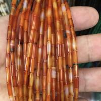 Naturlig röd agat pärlor, Red Agate, Kolonn, DIY, röd, Såld Per Ca 38 cm Strand