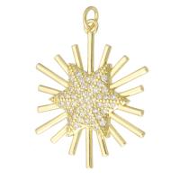 Cubique Pendentif en laiton zircon pavent, Placage de couleur d'or, bijoux de mode & DIY & pavé de micro zircon, doré, 25x30x3mm, Trou:Environ 3mm, 10PC/lot, Vendu par lot