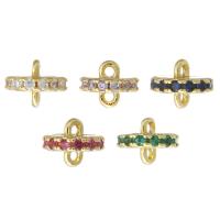 Zircon cubique Micro Pave laiton Connecteur, Placage de couleur d'or, bijoux de mode & DIY & pavé de micro zircon, plus de couleurs à choisir, 7x6x6mm, Trou:Environ 1mm, 10PC/lot, Vendu par lot