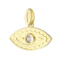 Messing hanger met micro-paved kubieke zirconia's, oog, gold plated, mode sieraden & DIY & micro pave zirconia, gouden, 22x14x3mm, Gat:Ca 2mm, 10pC's/Lot, Verkocht door Lot