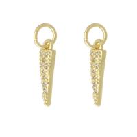 Kubni cirkonij Micro Pave Brass Privjesak, Mesing, zlatna boja pozlaćen, modni nakit & možete DIY & micro utrti kubni cirkonij, zlatan, 4x13x2mm, Rupa:Približno 3mm, 10računala/Lot, Prodano By Lot