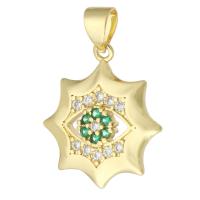 Cubique Pendentif en laiton zircon pavent, Placage de couleur d'or, bijoux de mode & DIY & pavé de micro zircon, multicolore, 17x20x3mm, Trou:Environ 3mm, 10PC/lot, Vendu par lot