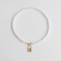 Kunststof parel ketting, Plastic Pearl, met Zinc Alloy, gold plated, Dubbele laag & voor vrouw, meer kleuren voor de keuze, 15x25mm,10x17mm, Lengte Ca 52 cm, Verkocht door PC