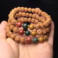 Rudraksha Pulsera, con metal, chapado en color dorado, unisexo & antifatiga, color mixto, 9-10mm, aproximado 21PCs/Sarta, Vendido para aproximado 17 cm Sarta