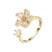 Messing Manchet Finger Ring, Pinwheel, plated, draaibare & voor vrouw & met strass, meer kleuren voor de keuze, nikkel, lood en cadmium vrij, 13.40mm, Verkocht door PC