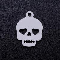 Roestvrij staal Skull Hangers, 201 Roestvrij staal, Schedel, mode sieraden & gepolijst & DIY & uniseks & Halloween Jewelry Gift, meer kleuren voor de keuze, 14x10mm, 5pC's/Bag, Verkocht door Bag