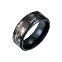 Titanium Staal Finger Ring, mode sieraden & uniseks & verschillende grootte voor keus, zwart, 8x2mm, Verkocht door PC