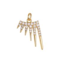 Messing hanger met micro-paved kubieke zirconia's, Angel Wing, gold plated, DIY & micro pave zirconia, gouden, nikkel, lood en cadmium vrij, 11x18.50mm, Verkocht door PC