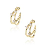 925 sterline d'argento Clip orecchino, placcato, Micro spianare cubic zirconia & per la donna, nessuno, 12.80mm, Venduto da coppia