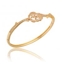 Messing Bangle, gold plated, Verstelbare & micro pave zirconia & voor vrouw, 60x3mm, Verkocht door PC