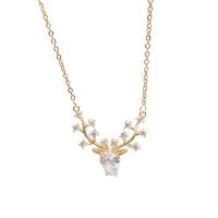 Collier d'acier titane, avec 1.97inch chaînes de rallonge, Bois, bijoux de mode & pour femme & avec strass, doré, Longueur Environ 17.72 pouce, Vendu par PC