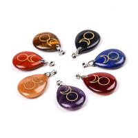 Gemstone Pendants Jewelry with Brass Teardrop silver color plated Sold By PC