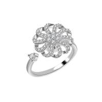 ottone Anelli Cuff, placcato color argento, girevole & Micro spianare cubic zirconia & per la donna, argento, assenza di nichel,piombo&cadmio, 14mm, Venduto da PC