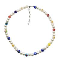 Seed verre collier de perles, alliage de zinc, avec chalumeau & perle de plastique, avec 1.97inch chaînes de rallonge, bijoux de mode & pour femme, protéger l'environnement, sans nickel, plomb et cadmium, Longueur Environ 15.35 pouce, Vendu par PC