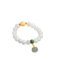 Hetian Jade braccialetto, with cera vergine, gioielli di moda & unisex, 10mm, Venduto per Appross. 6.5 pollice filo