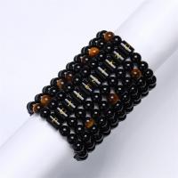 Gemstone Bracciali, agata nero, with occhio di tigre, fatto a mano, gioielli di moda & unisex & diversi modelli per la scelta, 8mm, Lunghezza Appross. 6.6-8.2 pollice, Venduto da PC