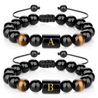 Gemstone Bracciali, agata nero, with Cordone di nodi & occhio di tigre, fatto a mano, gioielli di moda & unisex & diversi modelli per la scelta, 10mm, Lunghezza Appross. 6.6-8.5 pollice, Venduto da PC