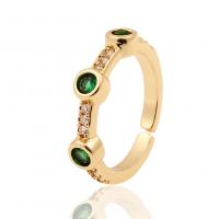 Brass Cuff Finger Ring gold color plated Adjustable & micro pave cubic zirconia & for woman 22mm Sold By PC