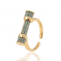 Messing Manchet Finger Ring, gold plated, Verstelbare & micro pave zirconia & voor vrouw, 21mm, Verkocht door PC