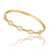 metal Brazalete, chapado en color dorado, Ajustable & micro arcilla de zirconia cúbica & para mujer, 60mm, Vendido por UD