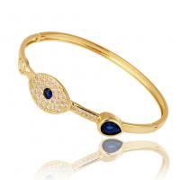 Messing Bangle, gold plated, Verstelbare & micro pave zirconia & voor vrouw, 60mm, Verkocht door PC