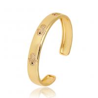 metal Brazalete, chapado en color dorado, Ajustable & micro arcilla de zirconia cúbica & para mujer, 60mm, Vendido por UD