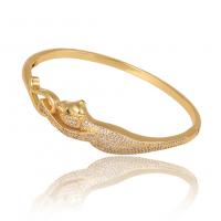 Messing Bangle, gold plated, Verstelbare & micro pave zirconia & voor vrouw, 60mm, Verkocht door PC