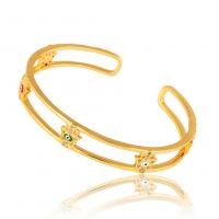 Messing Manchet Bangle, gold plated, Verstelbare & micro pave zirconia & voor vrouw & hol, 60mm, Verkocht door PC