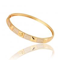 metal Brazalete, chapado en color dorado, Ajustable & micro arcilla de zirconia cúbica & para mujer, 60mm, Vendido por UD