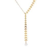 Titanium Steel Necklace with Plastic Pearl with 1.97inch extender chain Vacuum Ion Plating fashion jewelry & for woman golden Length Approx 17.72 Inch Sold By PC