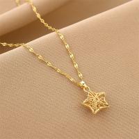 Titanium Steel Necklace with 1.97inch extender chain Star Vacuum Ion Plating fashion jewelry & for woman golden Length Approx 17.72 Inch Sold By PC