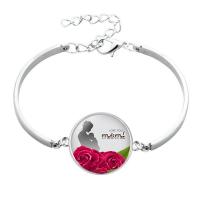 Zinc Alloy armbånd, med Glas, med 1.97inch extender kæde, forgyldt, Mother Day Smykker & forskellige design til valg & for kvinde, nikkel, bly & cadmium fri, 20mm, Længde Ca. 6.3 inch, Solgt af PC