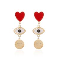 Zinc Alloy Drop Earrings zinc alloy post pin for woman & enamel mixed colors Sold By Pair