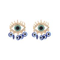 Evil Eye korvakorut, Sinkkiseos, kanssa Lamppuhelmi, sinkin seos korvakoru viesti, naiselle & tekojalokivi, sekavärit, 45x34mm, Myymät Pair