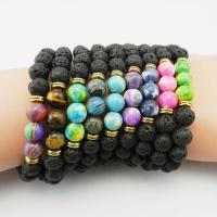 Gemstone Bracelets Lava with Natural Stone & Zinc Alloy Unisex & enamel 8mm Length Approx 21 cm Sold By PC