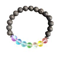 Bracelets de pierres précieuses, lave volcanique, avec Labradorite & Hématite, unisexe & émail, plus de couleurs à choisir, Longueur Environ 21 cm, Vendu par PC