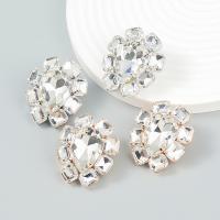 Rhinestone Ørering, Zinc Alloy, mode smykker & for kvinde & med glas rhinestone, flere farver til valg, 38x33mm, Solgt af par